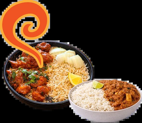 Bagara rice with curry bowl