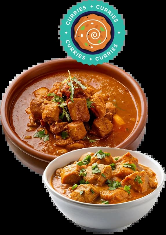 Curries served in bowls
