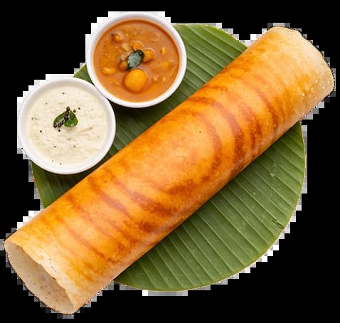 Dosa served with chutneys